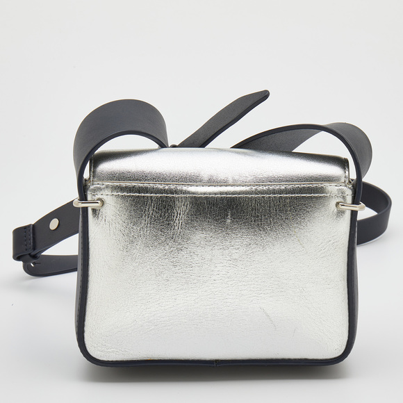 3.1 PHILLIP LIM Silver/Dark Blue Leather Mini Alix Flap Crossbody Bag - Picture 4 of 8
